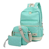 Eaglebeky Casual Lightweight Canvas 3-Piece Dots Laptop Bag/Shoulder Bag/Backpack (Green)
