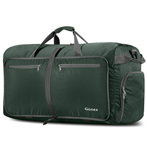Gonex 100L Foldable Travel Duffel Bag for Luggage Gym Sports, Lightweight Travel Bag with Big Capacity, Water Repellent (Dark green)