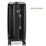 Travel Joy Expandable Carry on Luggage ABS+PC Premium Suitcase TSA Locks Lightweight Spinner Wheels Hardshell Luggage (BLACK1, 1 pc carryon (20")