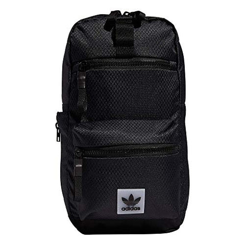 adidas Originals Utility Crossbody Sling Bag with Water Bottle Sleeve, Black, One Size