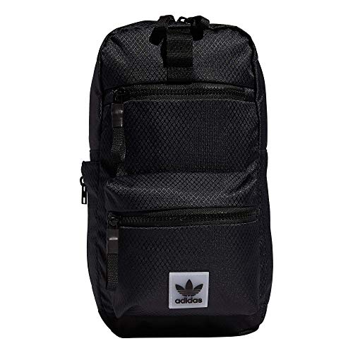 adidas Originals Utility Crossbody Sling Bag with Water Bottle Sleeve, Black, One Size