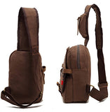 Men's Designed Small Chest Pack Purse Cross-body Shoulder Bag Cotton Canvas Leather Backpack