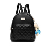 Cute Small Backpack Mini Purse Casual Waterproof Daypacks Leather for Teen Girls and Women (Black)