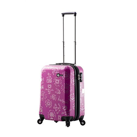 Mia Toro M1089-20In-Pur Love This Life-Medallions Hardside Spinner Luggage 20" Carry-On, Purple