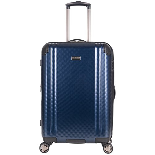 Ben Sherman Carlisle 24" Hardside Expandable 8-Wheel Spinner Checked Luggage, Navy