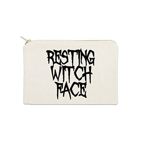 Resting Witch Face 12 oz Cosmetic Makeup Cotton Canvas Bag - (Natural Canvas)
