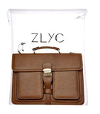 Zlyc Men Pu Leather Laptop Messenger Shoulder Bag Business Briefcase Top Handle Handbag, Brown