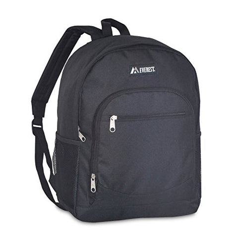 Everest Casual Side Mesh Pocket Backpack, Black, One Size