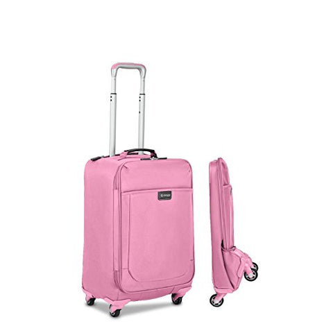 Biaggi Leggero 22-inch Foldable Carry-on Spinner Upright Suitcase Pink