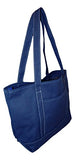 Premium Large 24 oz Cotton Canvas Open Top Shopper Tote Bag (Navy)