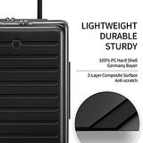 LEVEL8 Carry On Luggage, Road Runner 20-Inch Hardside Suitcase, Spinner Luggage with Front Pocket, Double TSA Locks - Black