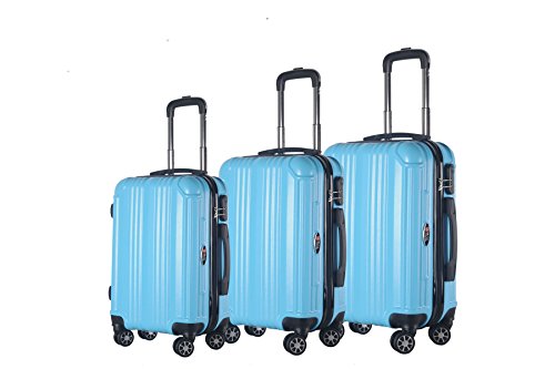 3-Piece Hardside Spinner Expandable Suitcase Set #951 (Sky Blue)