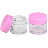 Beauticom High-Graded Quality 7 Grams/7 ML (Quantity: 12 Packs) Thick Wall Crystal Clear Plastic LEAK-PROOF Jars Container with PINK Lids for Cosmetic, Lip Balm, Lip Gloss, Creams, Lotions, Liquids
