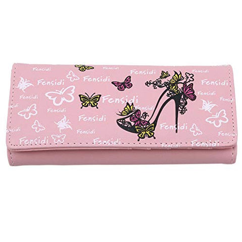 New Style Id Card Holder Practical High Heel Pattern Lady Long Wallet Coin Purse (Color - Pink)