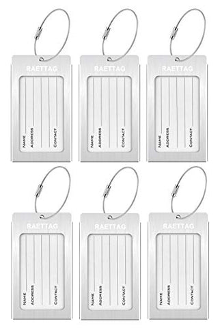 Luggage Tags, LLFSD Metal Suitcase Tags Travel Bag ID Identifier Luggage Tag (Silver 6-Pack)
