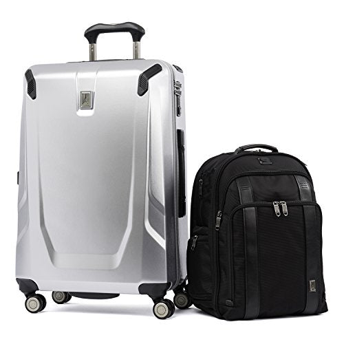 Travelpro Crew 11 2 Piece Set (25" Hardside Spinner And Executive Backpack), Silver And Black