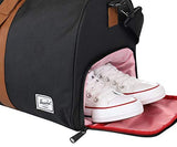 Herschel Novel Duffel Bag, Black/Tan Synthetic Leather, Mid-Volume 33.0L