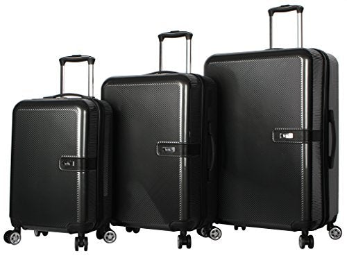 Nicole Miller New York Ria Collection Hardside 3-Piece Spinner Luggage Set: 28", 24", and 20" (One Size, Ria Charcoal)