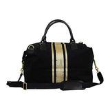 CB Station Brushed Canvas Weekender Black With Gold Paintstroke Stripes, 18 oz Canvas