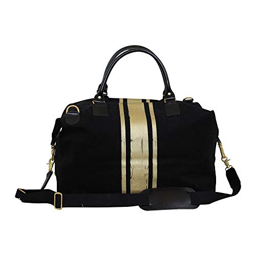 CB Station Brushed Canvas Weekender Black With Gold Paintstroke Stripes, 18 oz Canvas