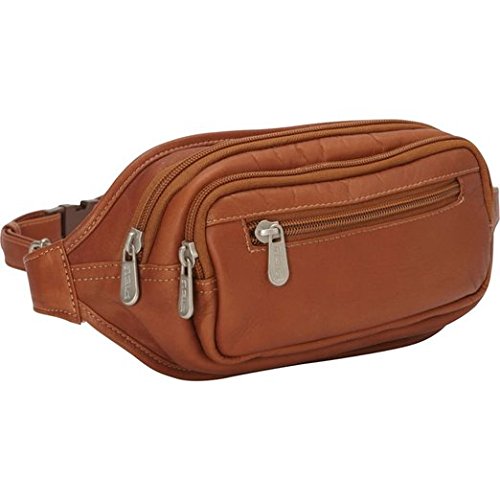 Piel Leather Multi-Zip Oval Waist Bag, Saddle