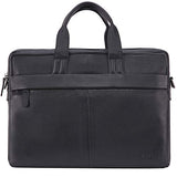 Banuce Black Cowhide Leather Briefcase for Men Soft 13 inch Laptop Business Tote Shoulder Messenger