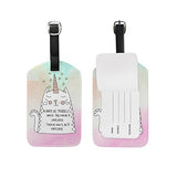 Mrmian Watercolor Animal Cat Unicorn Luggage Tag For Baggage Suitcase Bag Leather 1 Piece