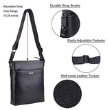 Banuce Black Real Leather Messenger Bag for Men Crossbody 9.7" iPad Shoulder Business Bag