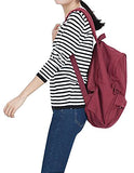 ABage Women's Canvas Backpack Solid Casual Lightweight Travel School Backpacks, Wine Red