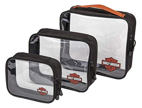 Harley-Davidson Clear Zippered Packing Cubes - Set of 3, 99663-RUST/CLEAR