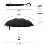 Zameka Double Layer Inverted Umbrellas Reverse Folding Umbrella Windproof UV Protection Big Straight Umbrella Inside Out Upside Down for Car Rain Outdoor with C-Shaped Handle (New Lake Blue)