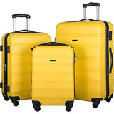 Expandable 3 Piece Luggage Sets Hardside Durable Suitcase with Spinner Wheels TSA Lock, 3 Pcs Carry On Case Travel Home Outdoor School Lightweight Trolley Case ( 20" 24" 28" Yellow)