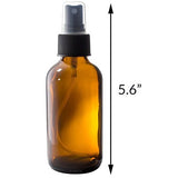4 oz Amber Glass Boston Round Fine Mist Spray Bottle (4 Pack) + Funnel and Labels for Essential Oils, Aromatherapy, Food Grade, bpa Free
