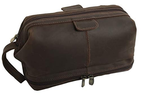 Leather Unisex Toiletry Bag Travel Dopp Kit Grooming and Shaving Kit ~ for Men Women