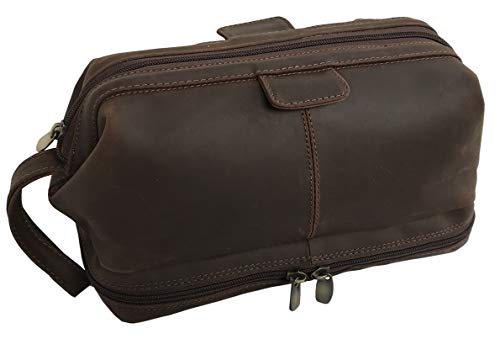 Leather Unisex Toiletry Bag Travel Dopp Kit Grooming and Shaving Kit ~ for Men Women