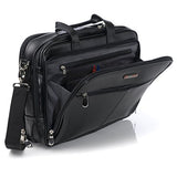 Alpine Swiss Monroe Leather Briefcase Top-Zip Laptop Messenger Bag Black
