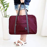 Gayisic Travel Bag Lightweight Large Capacity Portable Luggage Bag for Suitcase Trolley handles Travel Duffel Shoulder Tote Bag (Red wine)