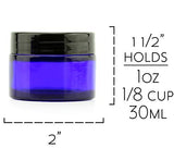 Cornucopia Brands 1-Ounce Cobalt Blue Glass Cosmetic Jars (30ml, 12-Pack, Blue)