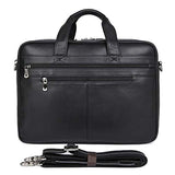 Polare Real Soft Nappa Leather 17" Laptop Case Professional Briefcase Business Bag For Men (Black)
