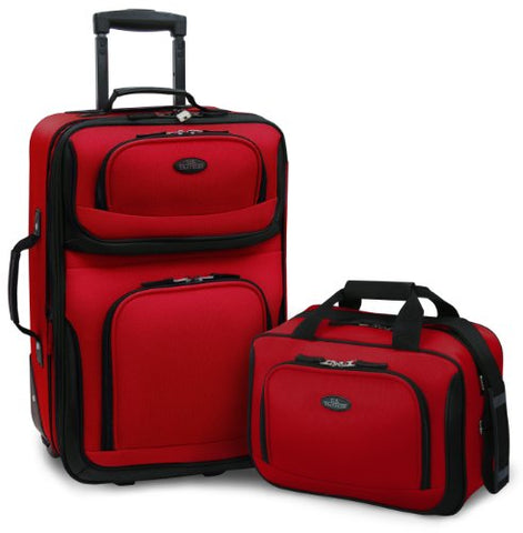 U.S. Traveler – Rio 2-Piece Expandable Carry-On Luggage Set In Red
