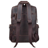 S-Zone Vintage Crazy Horse Genuine Leather Backpack Multi Pockets Travel Sports Bag