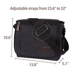 Modoker Messenger Bag for Men Women, 13 Inches Laptop Satchel Bags, Canvas Shoulder Bag with Bottle Pocket, Black