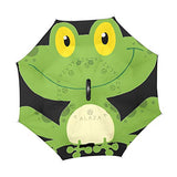 Inverted Umbrella Cute Cartoon Frog Reverse Umbrella UV Protection Windproof for Car Rain Sun