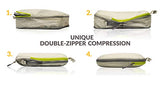 Compression Packing Cubes Set of 3,Ultralight Travel Organizer Bags and Luggage Strap (cool grey)