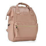 Kah&Kee Leather Backpack Diaper Bag Laptop Travel Doctor Teacher Bag For Women Man (Tan Pink II)