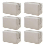 Aspire 6-Pack 100% Cotton Canvas Bags 7" x 4" x 3" Natural Travel Makeup Bags
