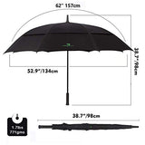 Procella Golf Umbrella 62 Inch Large Oversize Windproof Waterproof Automatic Open Rain & Wind Resistant Vented Double Canopy Best Golf-Sized Stick Umbrellas for Men and Women Sturdy Portable (Black)