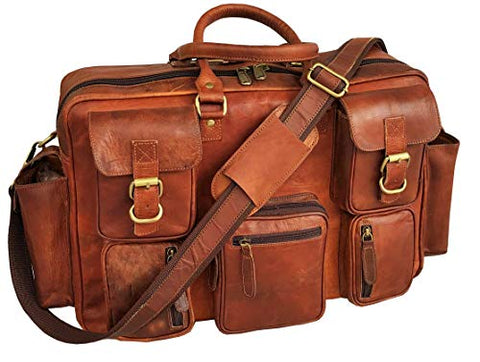 17 Inch Vintage Handmade Leather Messenger Bag for Laptop Briefcase Best Computer Satchel School