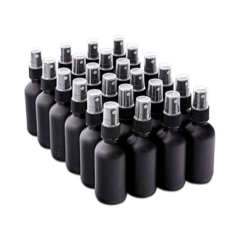 7 Colors Available - The Bottle Depot Bulk 24 Pack 2 oz Black Glass Bottles With Spray; Wholesale Quantity for Essential Oils, Serums with Pretty Frosted Finish to Protect and Preserve Quality