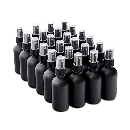 7 Colors Available - The Bottle Depot Bulk 24 Pack 2 oz Black Glass Bottles With Spray; Wholesale Quantity for Essential Oils, Serums with Pretty Frosted Finish to Protect and Preserve Quality